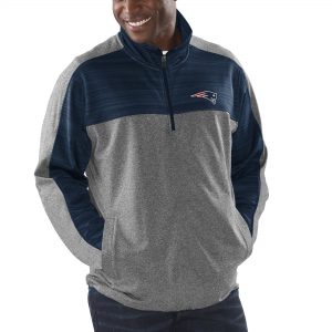 New England Patriots Gray Players Half-Zip Pullover Jacket